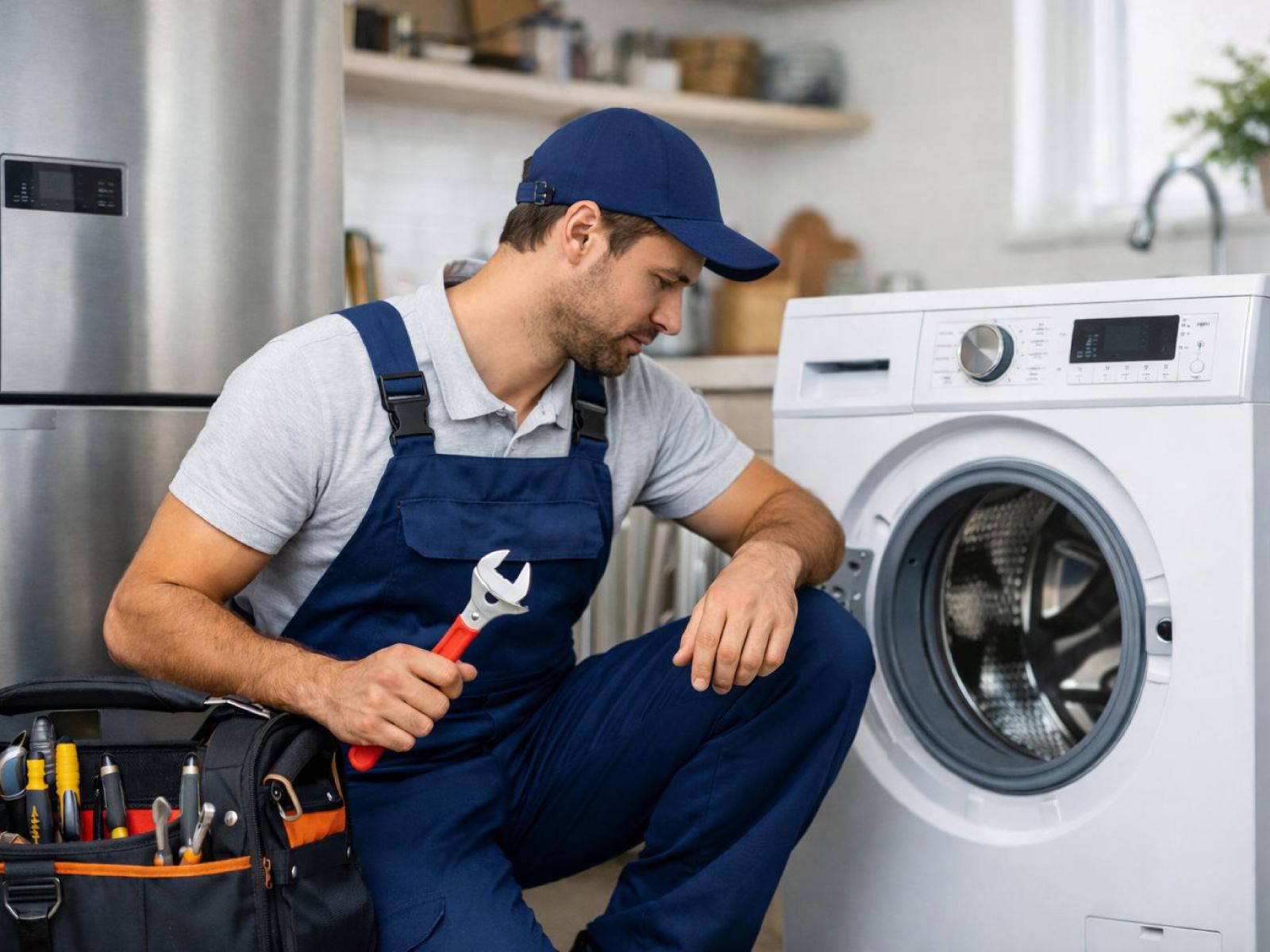 Genel Merkez Servis teknisyeni beyaz eşya onarımı yaparken